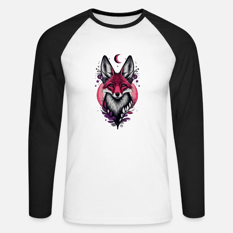 Magic Fox - Unisex Baseballshirt langarm - Weiß/Schwarz