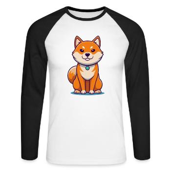 Sly Shiba Inu - Mischief Plotter - Unisex Long Sleeve Baseball T-Shirt - white/black - Front - Nik (191cm)