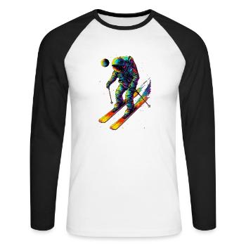 Spaceman sur les skis - T-shirt baseball manches longues Homme - blanc/noir - Devant - Nik (191cm)
