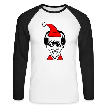 Fête Père Noël Cool Noël Hiver Musique - T-shirt baseball manches longues Homme - blanc/noir - Devant - Nik (191cm)
