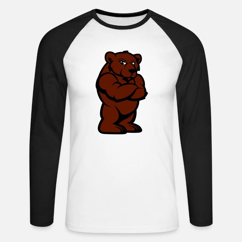 bär comic - Unisex Baseballshirt langarm - Weiß/Schwarz