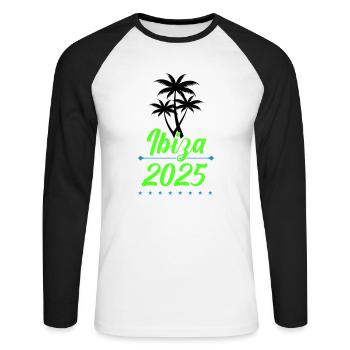 Ibiza 2025 - T-shirt baseball manches longues Homme - blanc/noir - Devant - Nik (191cm)