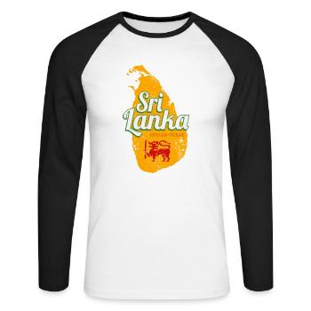 Sri Lanka Landkarte Vintage Urlaub Insel Souvenir - Unisex Baseballshirt langarm - Weiß/Schwarz - Vorne - Nik (191cm)