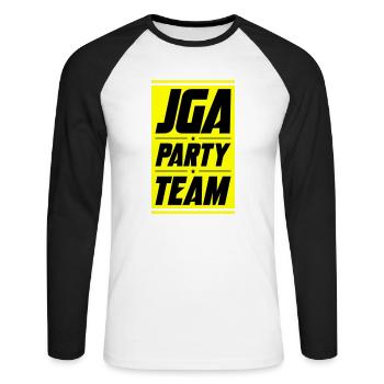 Jga Party Team Junggeselle - Unisex Baseballshirt langarm - Weiß/Schwarz - Vorne - Nik (191cm)