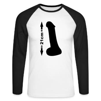Penis 21cm - Unisex Baseballshirt langarm - Weiß/Schwarz - Vorne - Nik (191cm)