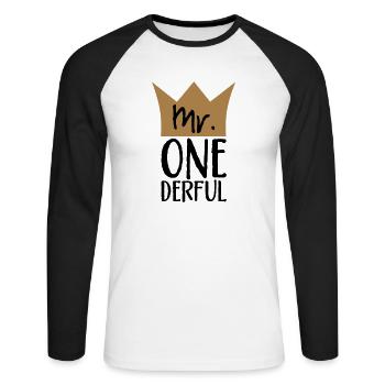 M. One Derful - T-shirt baseball manches longues Homme - blanc/noir - Devant - Nik (191cm)