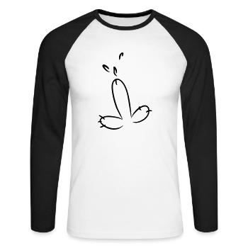 LUSTIGER PENIS, PIMMEL MIT SPERMA HANDGEZEICHNET - Unisex Baseballshirt langarm - Weiß/Schwarz - Vorne - Nik (191cm)