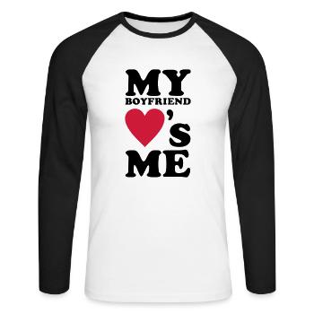 My Boyfriend loves me - T-shirt baseball manches longues Homme - blanc/noir - Devant - Nik (191cm)