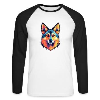 Illustration de berger allemand - T-shirt baseball manches longues Homme - blanc/noir - Devant - Nik (191cm)