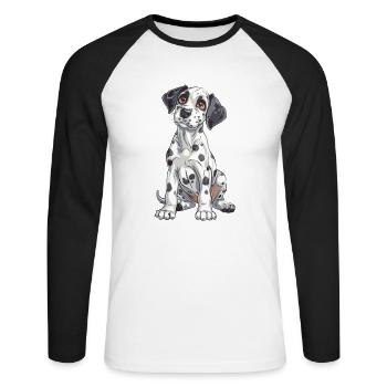 Dalmate - T-shirt baseball manches longues Homme - blanc/noir - Devant - Nik (191cm)