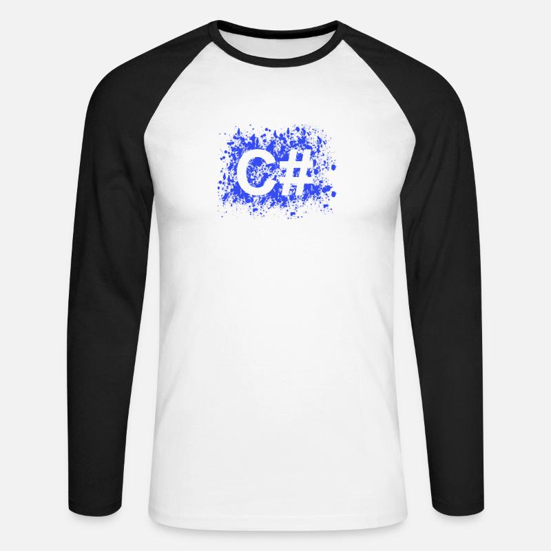 C # programmer software developer shirt - Unisex Long Sleeve Baseball T-Shirt - white/black