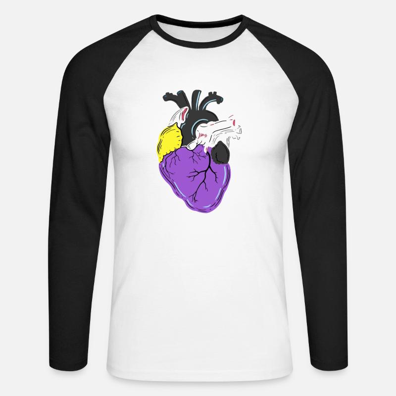 Nonbinary Pride Herz Nonbinary Pride - Unisex Baseballshirt langarm - Weiß/Schwarz