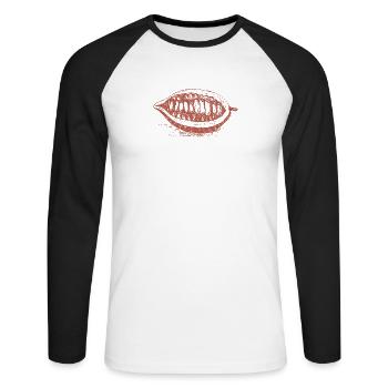 Fève de cacao - T-shirt baseball manches longues Homme - blanc/noir - Devant - Nik (191cm)
