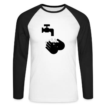 wash your hands - Unisex Long Sleeve Baseball T-Shirt - white/black - Front - Nik (191cm)