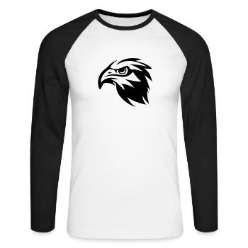 Adler - Unisex Baseballshirt langarm - Weiß/Schwarz - Vorne - Nik (191cm)