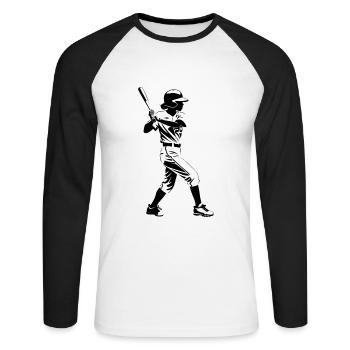 Baseball Girl - Sport Sticker - Unisex Baseballshirt langarm - Weiß/Schwarz - Vorne - Nik (191cm)