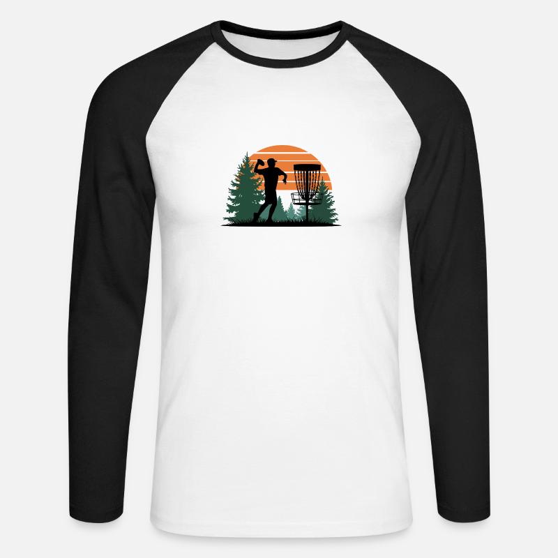 Disc Golf - Unisex Baseballshirt langarm - Weiß/Schwarz