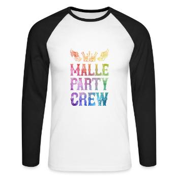 Malle Party Crew Saying - Unisex Long Sleeve Baseball T-Shirt - white/black - Front - Nik (191cm)