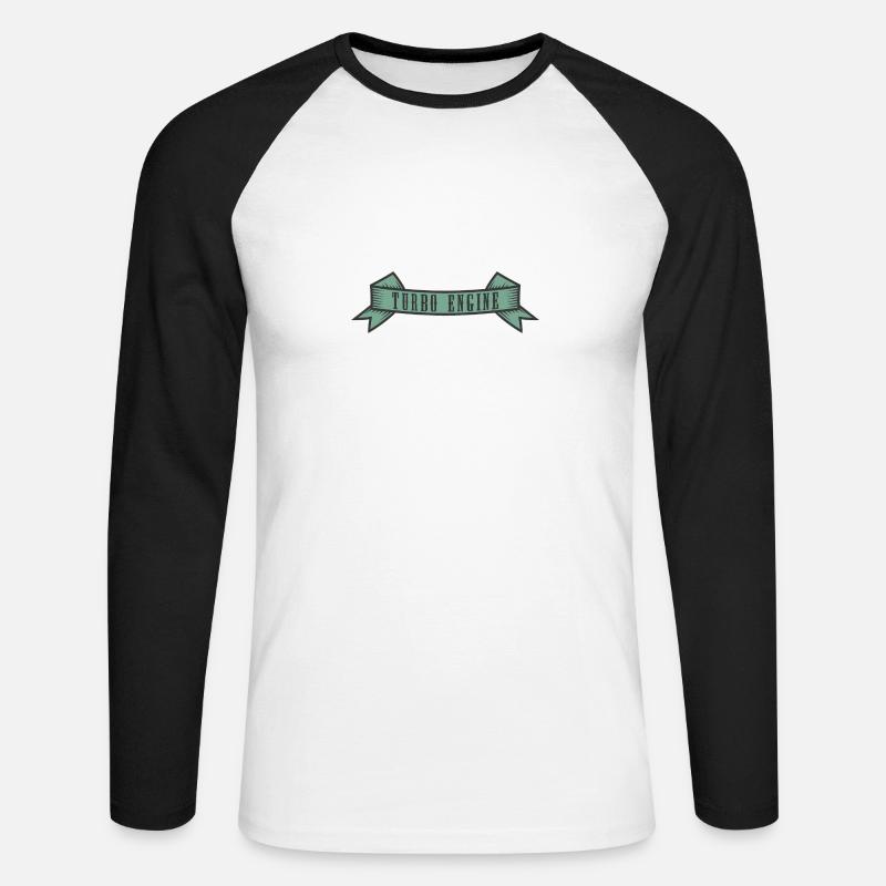 Turbo Engine Banner - Unisex Baseballshirt langarm - Weiß/Schwarz