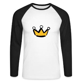 Couronne symboles motifs - T-shirt baseball manches longues Homme - blanc/noir - Devant - Nik (191cm)