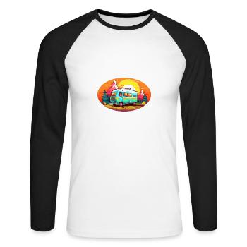 Sommer-Camping - Unisex Baseballshirt langarm - Weiß/Schwarz - Vorne - Nik (191cm)