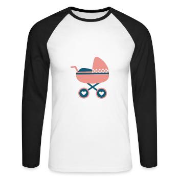 Baby Geburt Geschenke  - Unisex Baseballshirt langarm - Weiß/Schwarz - Vorne - Nik (191cm)