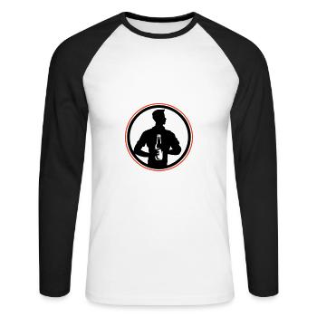 Silhouette de bouteille de bière buvant - T-shirt baseball manches longues Homme - blanc/noir - Devant - Nik (191cm)