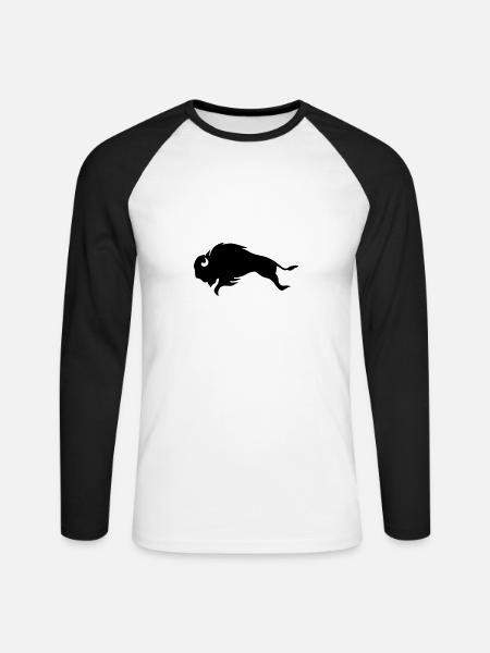 BISON BULL Bufallo - Unisex Long Sleeve Baseball T-Shirt - white/black