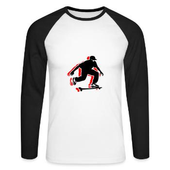 planche à roulettes homme symbole planche à roulettes - T-shirt baseball manches longues Homme - blanc/noir - Devant - Nik (191cm)