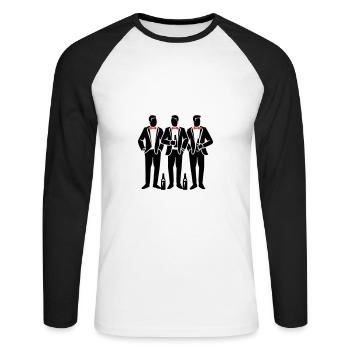 Enterrement de vie de garçon Crew Enterrement de vie de garçon - T-shirt baseball manches longues Homme - blanc/noir - Devant - Nik (191cm)