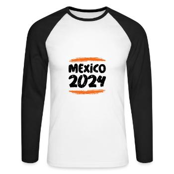 Mexico 2024 - Unisex Long Sleeve Baseball T-Shirt - white/black - Front - Nik (191cm)