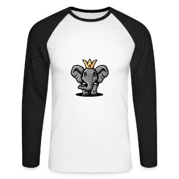 Elephant Comic Crown - Unisex Long Sleeve Baseball T-Shirt - white/black - Front - Nik (191cm)