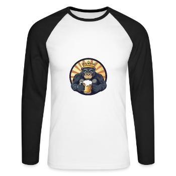 Bande dessinée de bière Gorilla - T-shirt baseball manches longues Homme - blanc/noir - Devant - Nik (191cm)