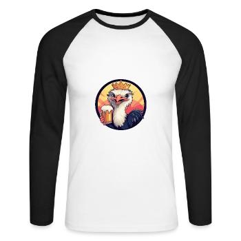 Strauss Beer Comic - Unisex Long Sleeve Baseball T-Shirt - white/black - Front - Nik (191cm)