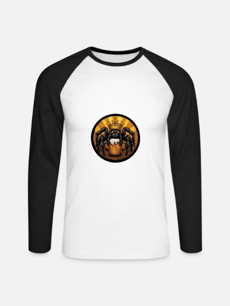 Tarantula Bier Comic - Unisex Baseballshirt langarm - Weiß/Schwarz