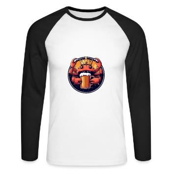 Krebs Krabbe Bier Comic - Unisex Baseballshirt langarm - Weiß/Schwarz - Vorne - Nik (191cm)