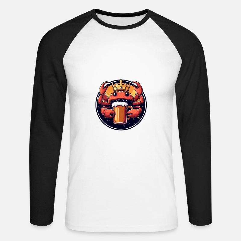 Krebs Krabbe Bier Comic - Unisex Baseballshirt langarm - Weiß/Schwarz