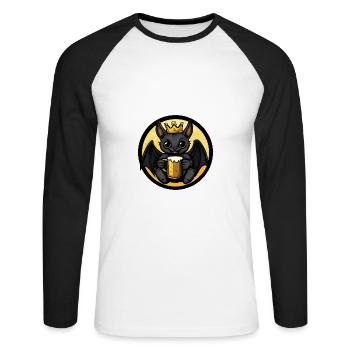 Fledermaus Bier Comic - Unisex Baseballshirt langarm - Weiß/Schwarz - Vorne - Nik (191cm)