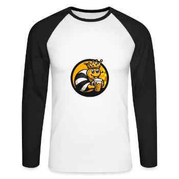 Bande dessinée de bière d’escargot - T-shirt baseball manches longues Homme - blanc/noir - Devant - Nik (191cm)