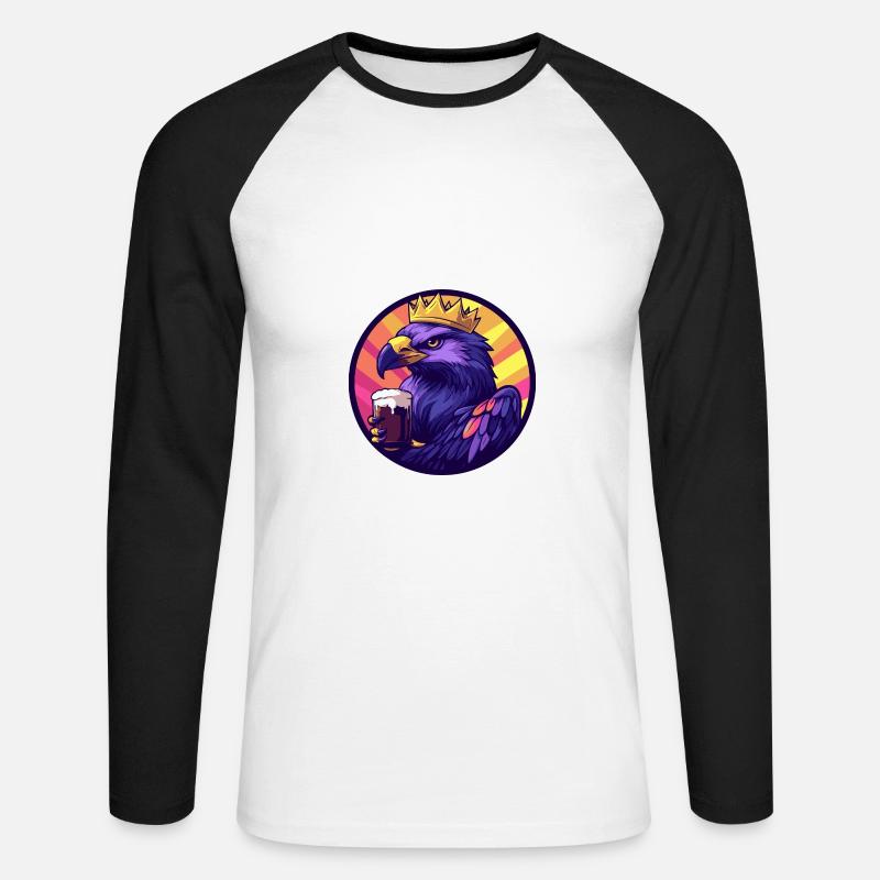 Harpyie Vogel Bier Comic - Unisex Baseballshirt langarm - Weiß/Schwarz