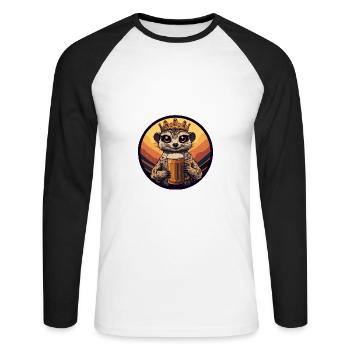 Bande dessinée sur la bière de suricate - T-shirt baseball manches longues Homme - blanc/noir - Devant - Nik (191cm)