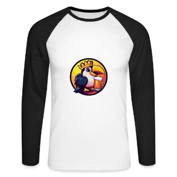 Toucan Bird Beer Comic - Unisex Long Sleeve Baseball T-Shirt - white/black - Front - Nik (191cm)