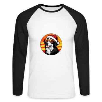 Australian Shepherd Dog Christmas Cool - Unisex Long Sleeve Baseball T-Shirt - white/black - Front - Nik (191cm)