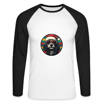 Pudel Hund Weihnachten Cool - Unisex Baseballshirt langarm - Weiß/Schwarz - Vorne - Nik (191cm)