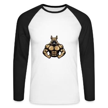 Kangal Dog Muscles Bodybuilding - Unisex Long Sleeve Baseball T-Shirt - white/black - Front - Nik (191cm)