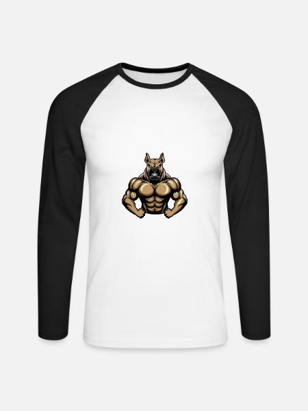 Kangal Dog Muscles Bodybuilding - Unisex Long Sleeve Baseball T-Shirt - white/black
