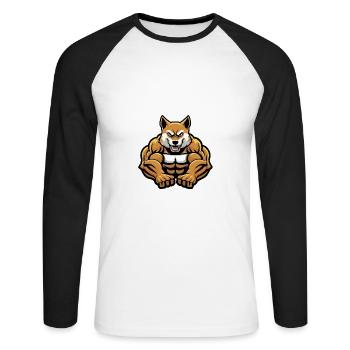Akita Dog Muscles Bodybuilding - Unisex Long Sleeve Baseball T-Shirt - white/black - Front - Nik (191cm)