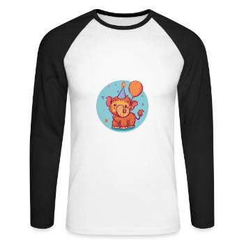 Bande dessinée d’anniversaire mammouth - T-shirt baseball manches longues Homme - blanc/noir - Devant - Nik (191cm)