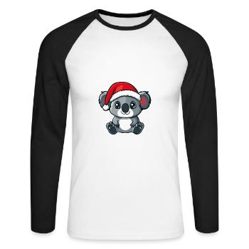 Noël de Koala Weihnachten - T-shirt baseball manches longues Homme - blanc/noir - Devant - Nik (191cm)