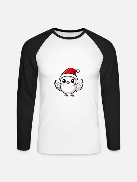 Dove Bird Christmas Christmas - Unisex Long Sleeve Baseball T-Shirt - white/black